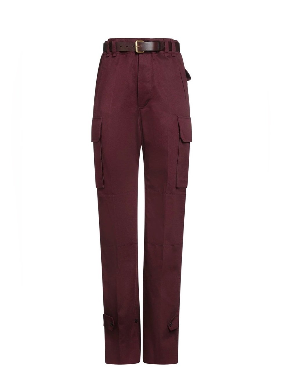 Saint Laurent Straight-Leg Gabardine Cargo Pants in Deep Wine